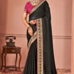 black rangoli fancy saree with embroidery ag8004